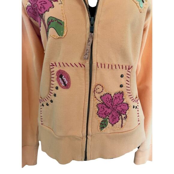 Ruff Hewn hoodie sweatshirt with applique and embroidery, women's size S - Picture 3 of 11